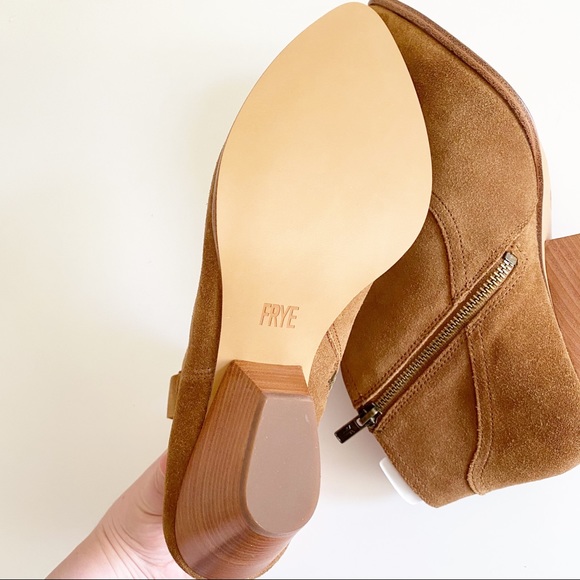 NIB Frye Reina Suede Heel Bootie Cognac camel Brown 10 - Picture 11 of 15